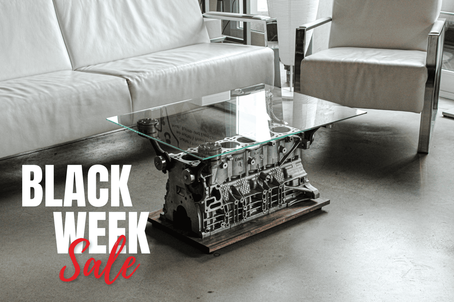 Motortisch - Reihe 6 Zylinder (BMW, Aluminium) | Couch - Wohnzimmertisch - Mortal Engines Interior Design