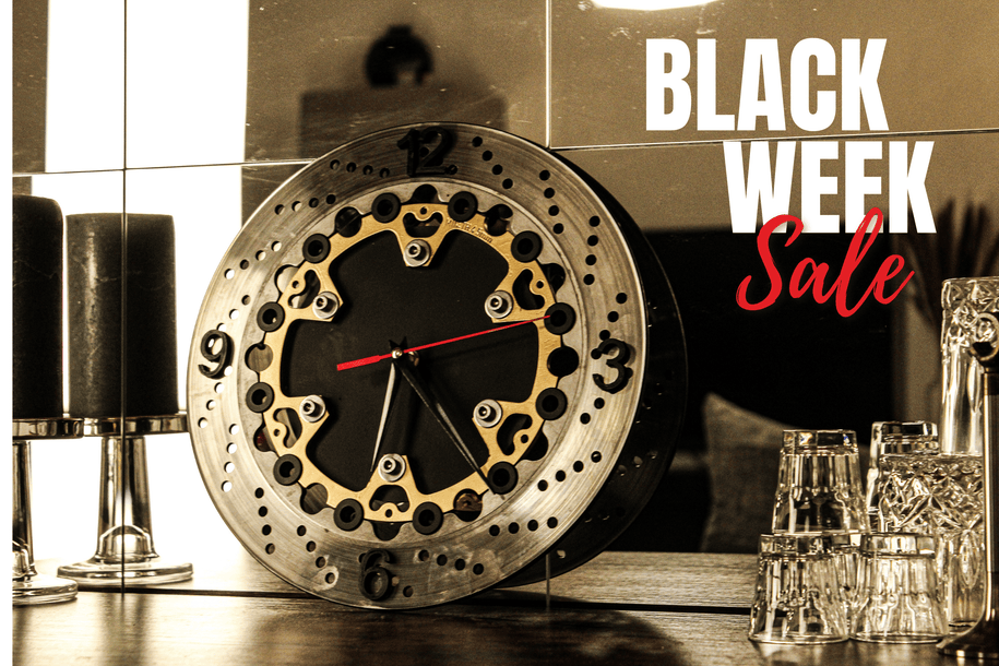 Wanduhr - Uhr aus Motorradbremsscheibe (Gold x Black Edition) - Mortal Engines Interior Design